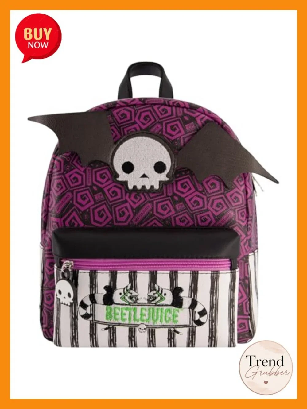 Officially Licensed Beetlejuice Mini Backpack Purse Polyurethane Adjustable